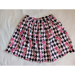 Hell Bunny Women’s Floral Rose Checkered Print 50s Full Skirt Pockets 3XL Swing